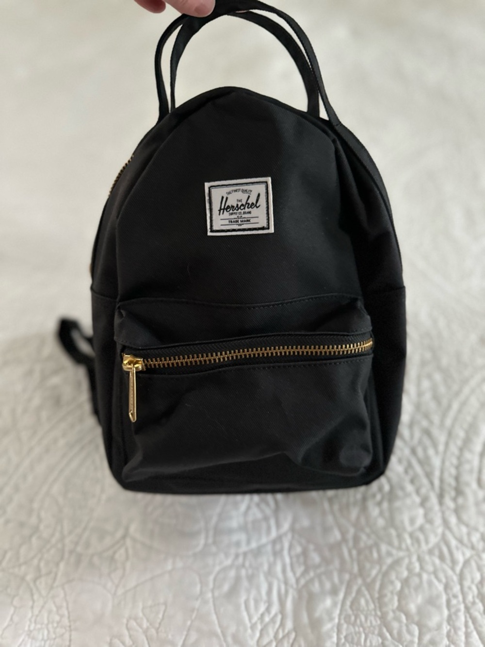 Herschel Black Mini Backpack with Gold Zipper Hardware
